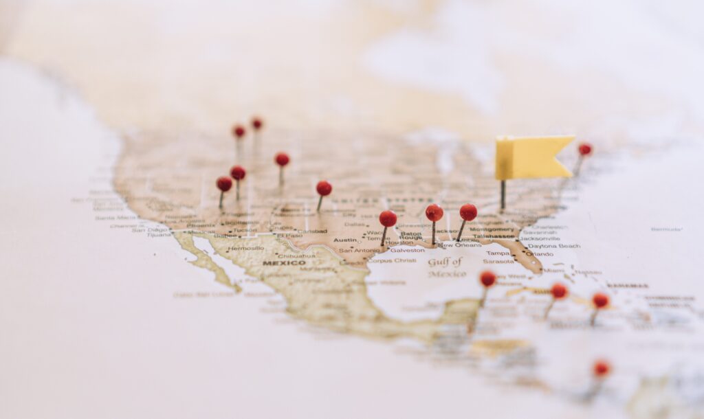 united states travel destinations on map pinned
